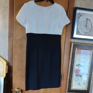 Talbots Black and White Midi Dress Sz 10